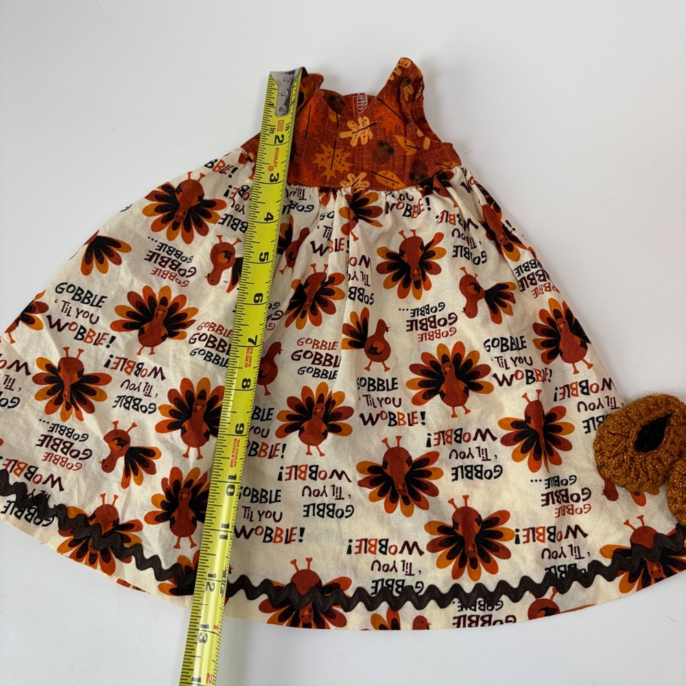 Handmade 18” Doll Thanksgiving Fall Outfit Dress Cape and Slippers - Picture 7 of 7
